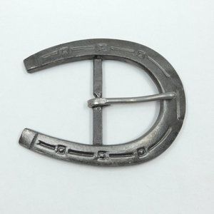 Vintage NOS Antique Silver Realistic Horseshoe Metal Belt Buckle